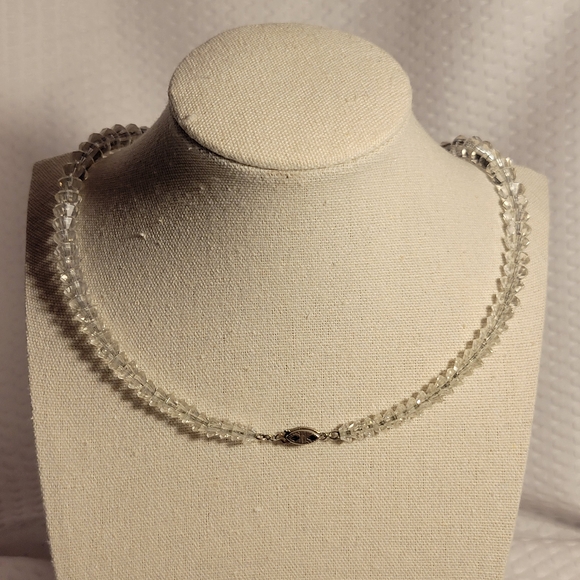 Vintage Sterling Silver Crystal Necklace  Graduated 18" - Picture 2 of 12